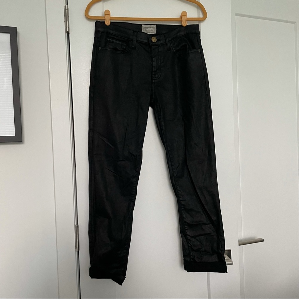 Current/Elliott The Fling Coated Black Jeans 25/26